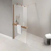 FortiFura Galeria porte-serviettes pour douche à l’italienne - montage mural / se fixe sur le verre - 140 cm - recoupable - cuivre brossé SW1212782