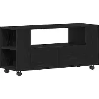 vidaXL Armoire TV à roulettes noire aspect chêne 102x34,5x43cm