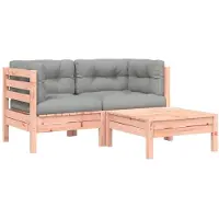 vidaXL Canapé de jardin avec coussins et repose-pied 2 places