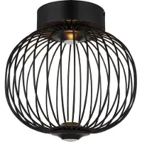 Globo Lighting Plafonnier noir Galway cage simple Ø 30cm