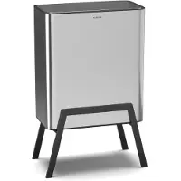 Klarstein Yuma Poubelle - 30 L avec filtre à odeurs, bouton-poussoir, bac intérieur amovible, pieds élégants, poubelle de cuisine, acier inoxydable