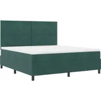 vidaXL LED Lit boxspring avec matelas vert foncé 180 x 200 cm velours