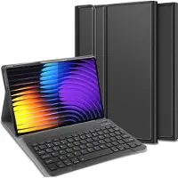 Cazy Housse pour Tablette avec Clavier compatible avec Xiaomi Pad 8 / Pad 8 Pro / Pad 7 / Pad 7 Pro - Étui Clavier Bluetooth QWERTY - Noir