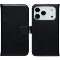 Selencia Étui portefeuille en cuir véritable pour Apple iPhone 17 Pro - Noir