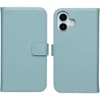Selencia Étui portefeuille en cuir véritable pour Apple iPhone 17 - Air Blue