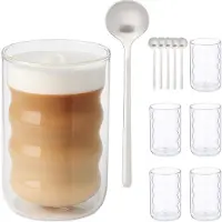 Relaxdays Latte Macchiato Gläser, Tasse, Transparent, Argent
