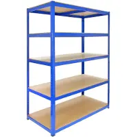 MonsterShop Monster Racking - 3 Rayonnages T-Rax en Acier 100 % Sans Boulons Bleus 120cm x 60cm x 180cm 1400KG par Rayonnage Parfait pour Entrepôt Garage MDF Epais [Maillet GRATUI