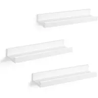 Songmics Lot de 3 Étagères Murales, avec rebord Avant, Longueur 38 cm, Blanc