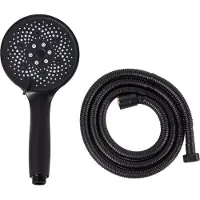 Beliani Pomme de douche avec flexible, métal noir, 5 modes de jet, style moderne, salle de bains