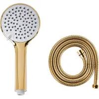 Beliani Pomme de douche avec flexible, métal doré, 4 modes de jet, style moderne, salle de bains