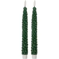 Clayre & Eef 6CA0001DGR Ensemble de 2 bougeoirs LED Vert 3x25 cm