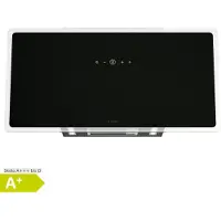 Klarstein AlizeEdge Hotte Murale - 90cm Hotte Aspirante, Design Plat, 487 m³/h, A+ Énergie, Éclairage LED, Silencieuse 38 dB, Tactile, Aluminium & Charbon, Noir