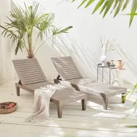 Sweeek Lot De 2 Bains De Soleil. Pia. Transats Multi Positions. En Plastique. Gris Taupe