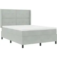 vidaXL Lit boxspring avec barres lumineuses LED gris clair 140 x 190 cm velours