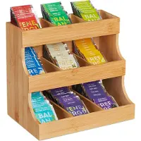 Relaxdays Organisateur de thé, Accessoires de thé, Marron