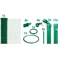 Alberts 697075 Clôture grillagée comme set complet de clôture, à bétonner avec coussin pour les genoux, vert, hauteur 125 cm, longueur 25 m