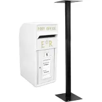 MonsterShop Boîte postale Royal Mail en fonte blanche, verrouillable, avec socle au sol et support mural – adaptée à l'extérieur