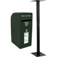 MonsterShop Bo?te aux Lettres Mural en Fonte Vert Avec Support Mariage R?plique Pilier
