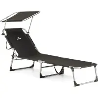 Outtec Fauteuil de jardin pliable Chaise longue avec toit solaire - jusqu'à 120 kg - Chaise longue pliable Chaise longue de jardin Chaise longue de camping Chaise longue de plage