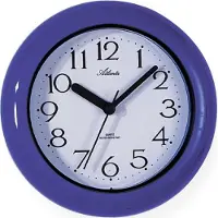 Atlanta 454/5 Horloge murale Horloge de table Horloge de salle de bains Quartz bleu rond protégé contre l'eau