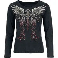 Rock Rebel by EMP T-shirt manches longues de - Skulls & Details - S - XXL - pour Femme - noir - Taille XL