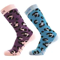Sinner Chaussettes de Ski Sinner Enfant Ski Socks Animal Double Pack Purple/Blue-Taille 35 - 38
