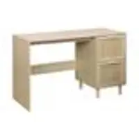 Sweeek Bureau Décor Bois Et Cannage - Camargue - 120 Cm 2 Tiroirs