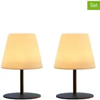 Lumisky Pack de 2 Lampes de table sans fil pied en acier gris LED blanc chaud/blanc dimmable TWINS H16cm