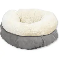 Afp Lit pour chien/chat Laine d'agneau en forme de beignet Gris