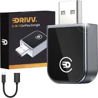 Drivv. Dongle CarPlay 2-en-1 - Connexion USB-C et USB-A - CarPlay sans fil - Noir