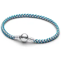 Pandora Blaue Kordel Schlangen Gliederarmband, (17 cm, Argent, Textile)