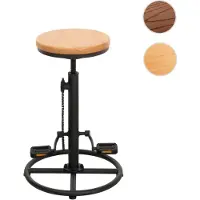Mendler Tabouret De Bar Hwc-N19, Chaise De Bar Tabouret De Comptoir, Réglable En Hauteur Pivotant Repose-Pieds Industriel Métal Massif-Bois Naturel