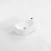 Qeramiq Pure Lavabo - 40x22x12cm - Droit - Lisse - semi-circulaire - 1 trou de robinet - Céramique - Blanc Brillant 8716 RGW