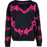Heartless Pull tricoté Gothic de - Barbed Wire Heart Jumper - S - M - pour Femme - noir/rose - Taille M