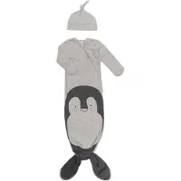 Snoozebaby Sac de couchage Snoozebaby & Pack in 1 Penguin Grey Melange incl. Hat - 0-3 mois
