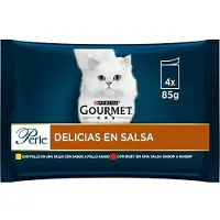 Purina Sauce Gourmet Perle Delicias Poulet Bœuf 4x85g Snack Chat 12 Unités