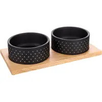 Flamingo Duo Dinner Nervo Dog Feeder Noir 2 x 840ml