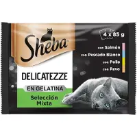 Mars Sheba Delicato Selection Mixta Boîte 4x85g Friandises Pour Chat 13 Unités