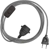 Creative Cables Abat-jour Snakebis Zig-zag E14-faisceau De Câblage Avec Douille. Câble Textile En Zigzag Et Fiche Bipolaire 3 M