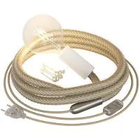 Creative Cables Lampe Snakebis Avec Prise En Corde Câble En Jute Et Prise à Deux Broches Avec Ampoule