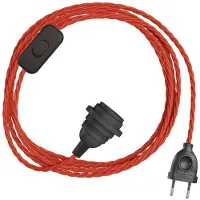 Creative Cables Abat-jour Snakebis Twisted E27-ensemble De Câbles Avec Douille. Câble Tressé En Tissu Et Fiche à Deux Broches 1.8 M