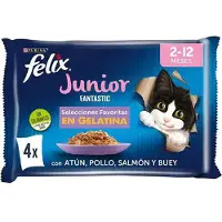 Purina Felix Fantastic Junior Grill Gelée 4x85g Friandise Pour Chat 12 Unités