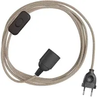 Creative Cables Ensemble De Câbles Snakebis Zig-zag E14 Avec Douille De Lampe. Cordon En Tissu Zig-zag Et Prise à 2 Broches 1.8 M