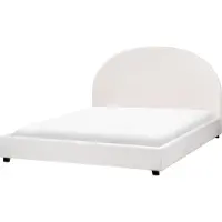 Beliani Lit crème blanc polyester capitonné 160 x 200 cm tête de lit arrondie chambre à coucher design rétro minimaliste