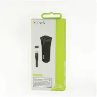 Muvit 2 Usb Ports Micro Usb Cable Pack 1m 4a Car Charger Noir