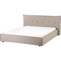 Beliani Lit taupe lin capitonné 160 x 200 cm avec tête de lit avec grille cadre de lit chambre à coucher