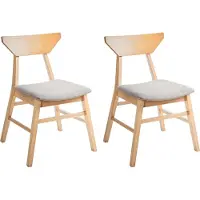 Beliani Lot de 2 chaises de salle à manger marron clair et taupe polyester caoutchouc bois accoudoir et structure siège rembourré salle à manger cuisine