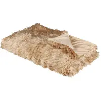 Beliani Couvre-lits DELICE Tissu 150 x 200 cm Marron clair