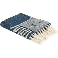 Beliani Couverture Taari Coton 130 X 170 Cm Bleu Paon