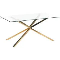 Beliani Table De Salle À Manger Dorée Plateau En Verre 160 X 90 Cm Cora